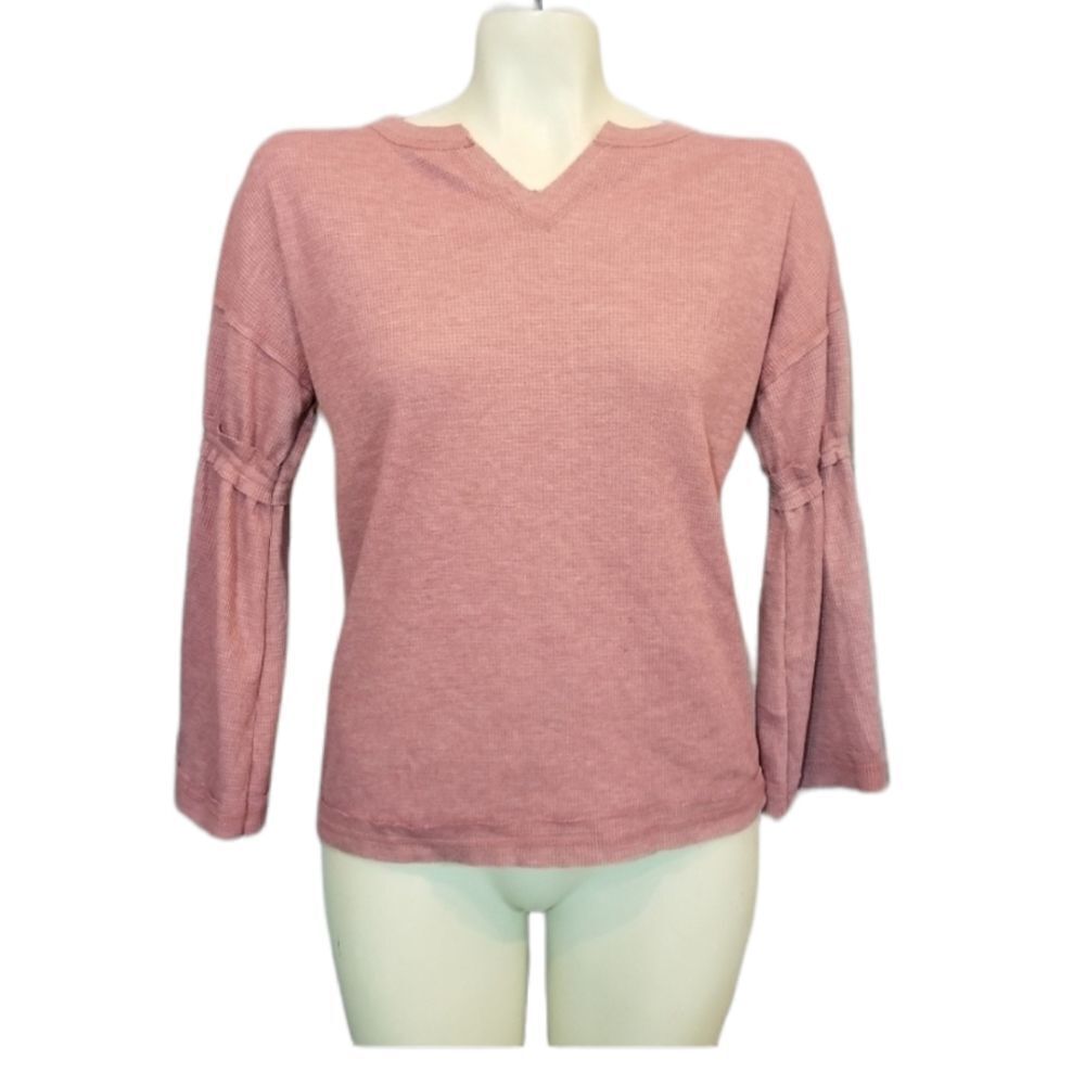 Baea Dusty Pink Thermal Bell Sleeve Top Size M